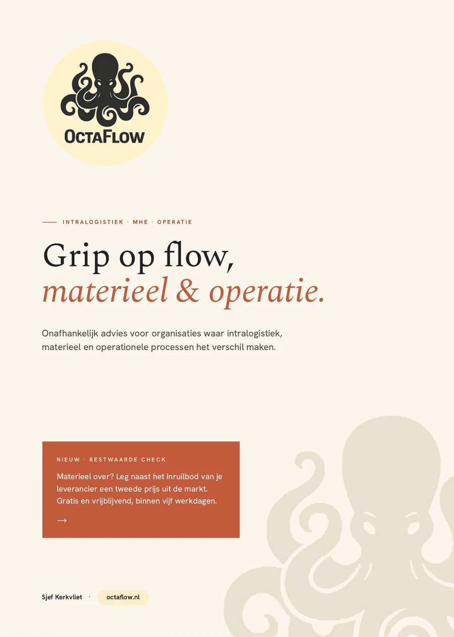 Omslag van de OctaFlow brochure 2026: Grip op flow, materieel en operatie
